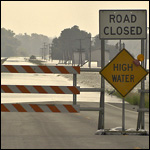 Photo of road closed due to flooding